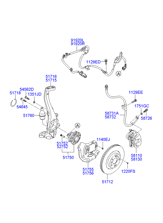 Hyundai 527552E000 - Front axle & brake assy: 5 pcs. onlydrive.pro