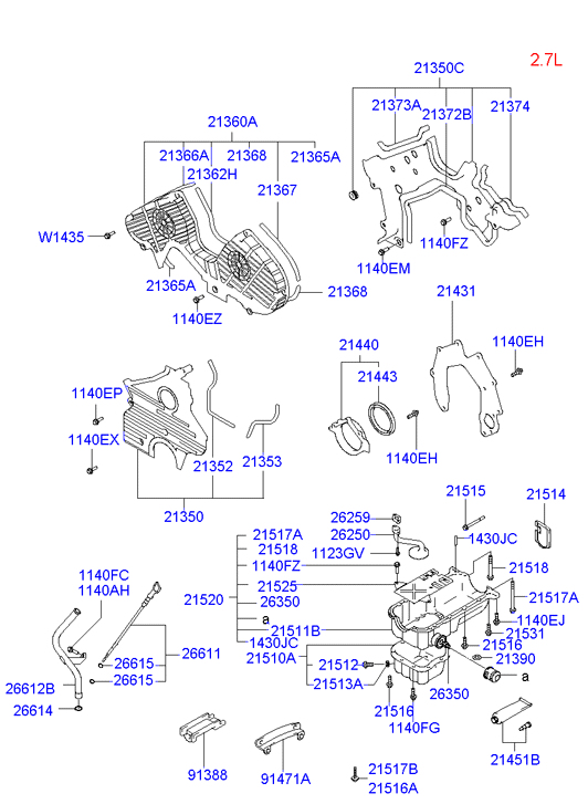 Hyundai 21443-33005 - Võlli rõngastihend, Väntvõll onlydrive.pro