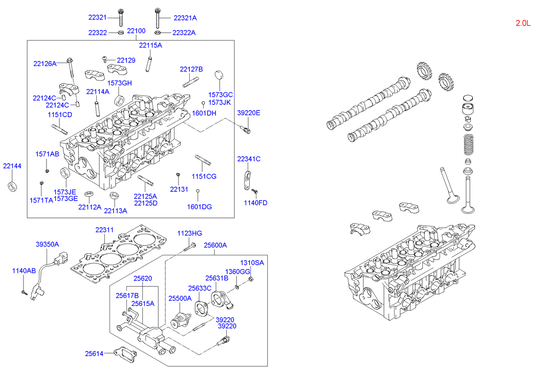 KIA 22144-3B000 - Cylinder head: 1 pcs. onlydrive.pro