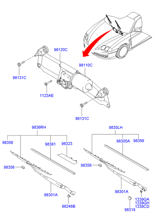 Hyundai 98350-2C000 - Wiper Blade onlydrive.pro