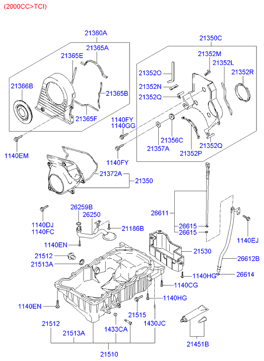 Hyundai 21513-23000 - Belt cover & oil pan: 1 pcs. onlydrive.pro