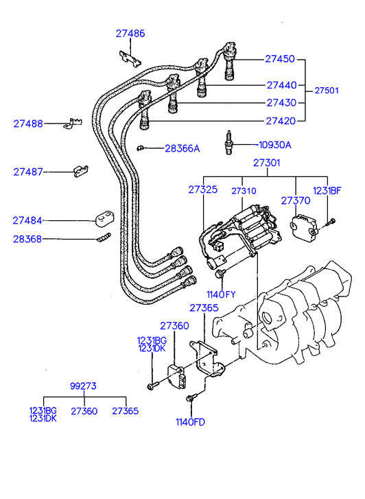 Hyundai 18812-11061 - Spark plug & cable (i4,sohc): 4 pcs. onlydrive.pro