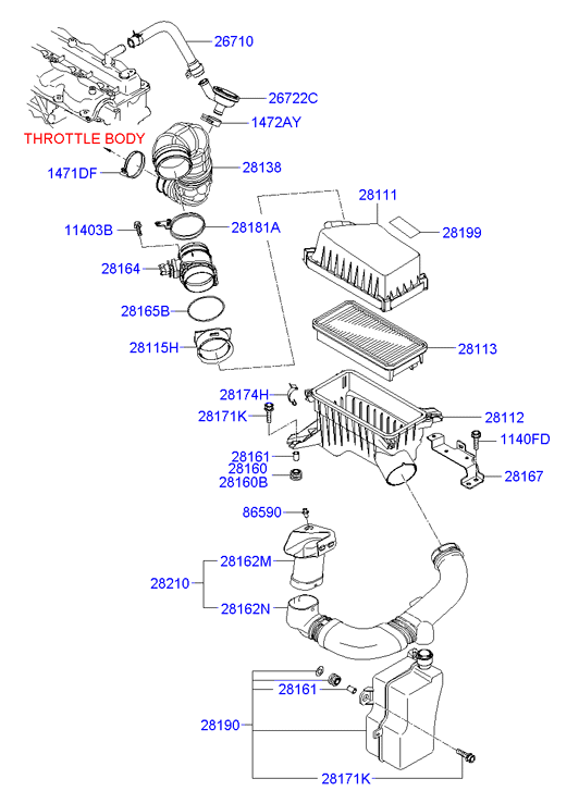 Hyundai 28164-2A401 - Air Mass Sensor onlydrive.pro