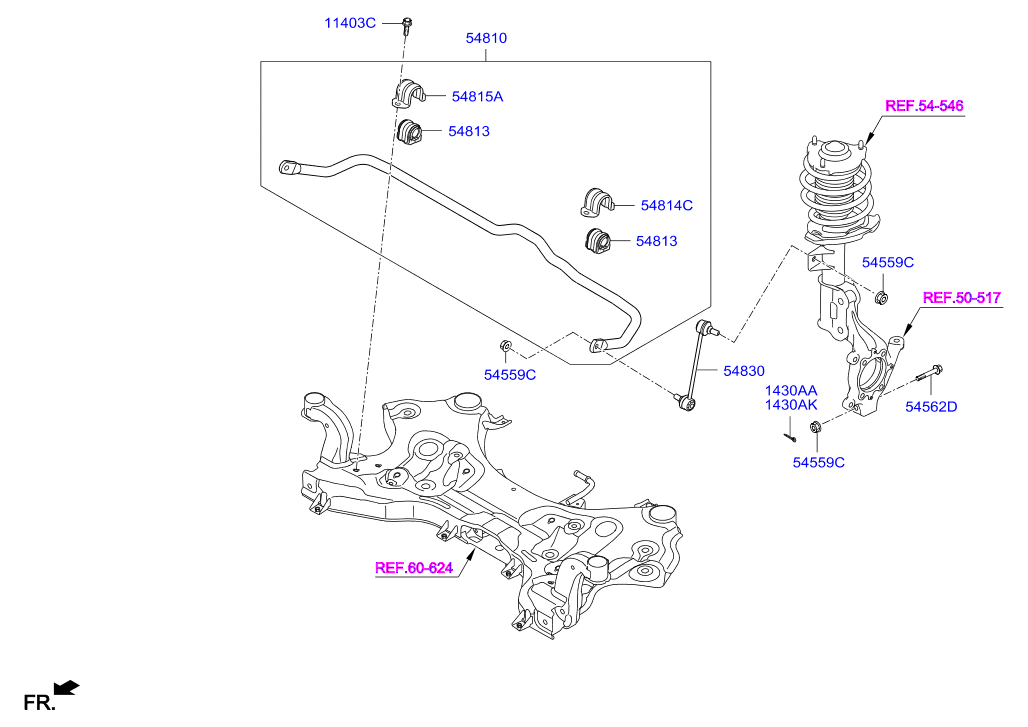 Hyundai 54830D7000 - Šarnyro stabilizatorius onlydrive.pro