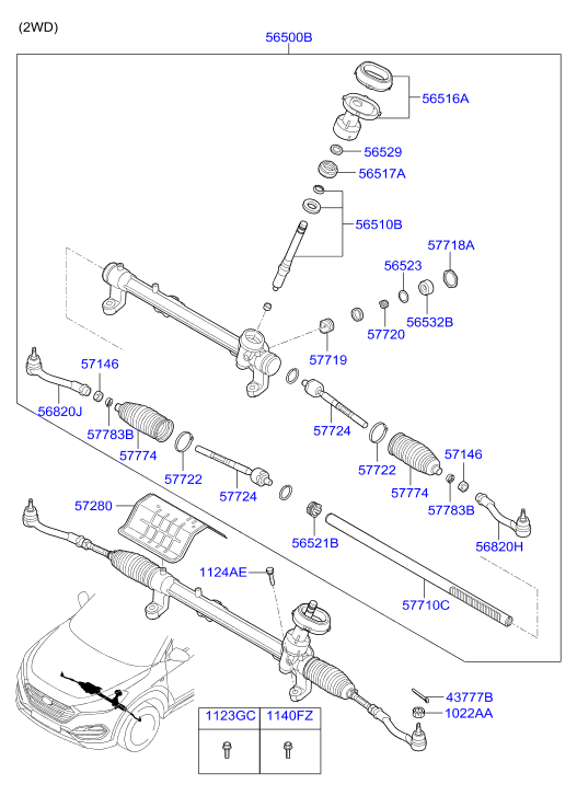 Hyundai 56528D3000 - Power steering gearbox: 2 pcs. onlydrive.pro