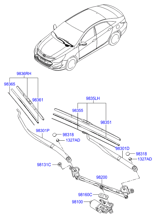 Hyundai 98351-3X100 - Wiper Blade onlydrive.pro