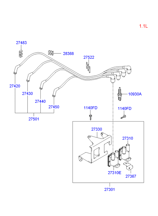 Hyundai 2742022020 - Augstsprieguma vadu komplekts onlydrive.pro