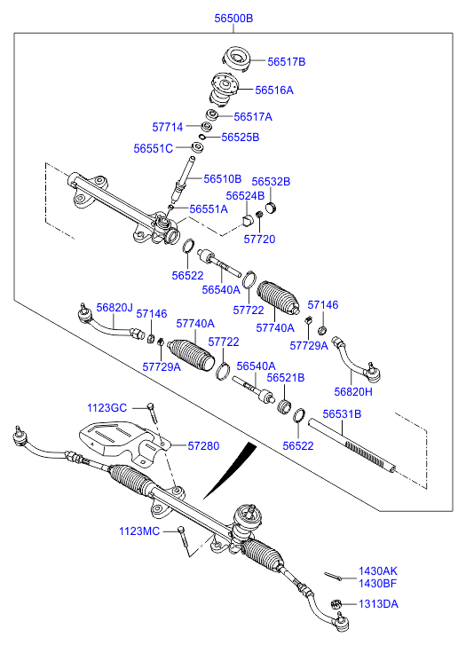 Hyundai 56500-A6000 - Steering Gear onlydrive.pro