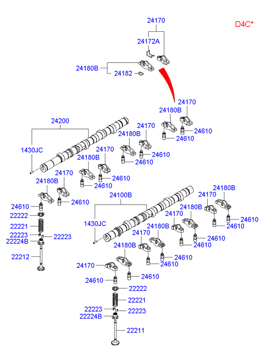 Hyundai 22231-4A000 - Camshaft & valve: 16 pcs. onlydrive.pro