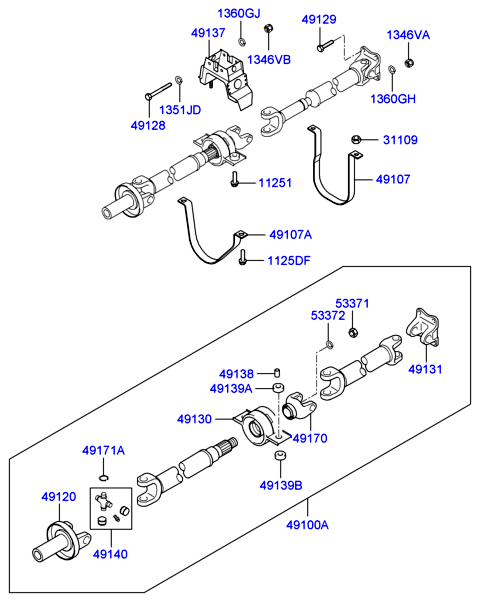 Hyundai 49140-4A500 - Šarnīrs, Garenvārpsta onlydrive.pro