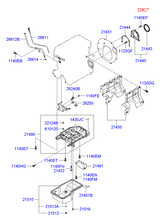 Hyundai 21443-4A000 - Shaft Seal, crankshaft onlydrive.pro