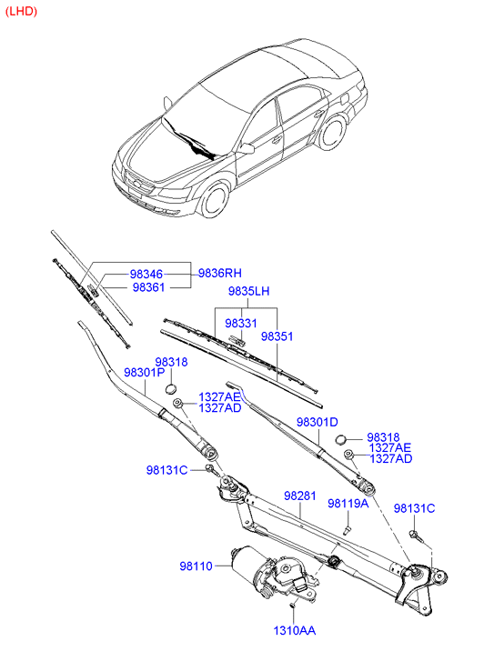 KIA 98350-3K100 - Windshield wiper: 1 pcs. onlydrive.pro