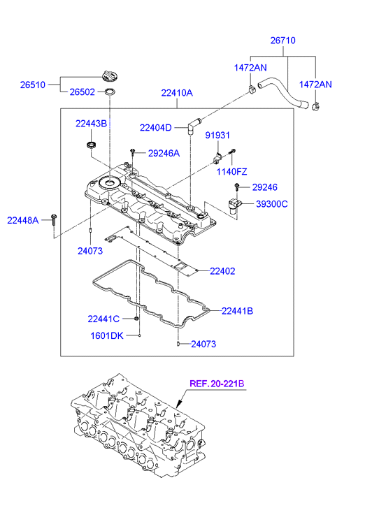 Hyundai 22441-2A102 - Gasket, cylinder head cover onlydrive.pro