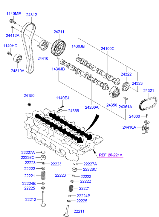 Hyundai 24410-23050 - Tensioner Pulley, timing belt onlydrive.pro