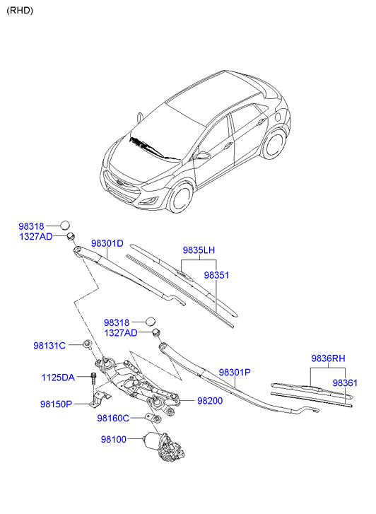 Hyundai 98350-3R200 - Windshield wiper: 1 pcs. onlydrive.pro