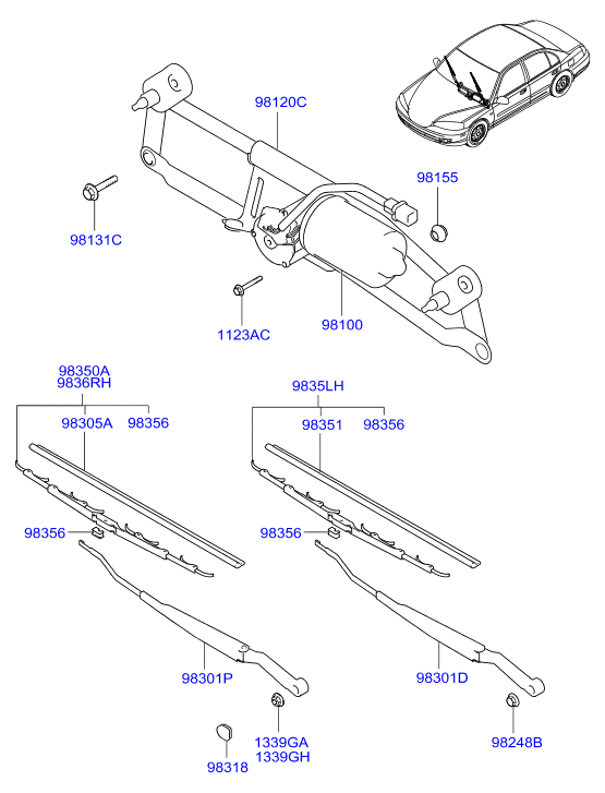 Hyundai 98350 24510 - Windshield wiper: 1 pcs. onlydrive.pro