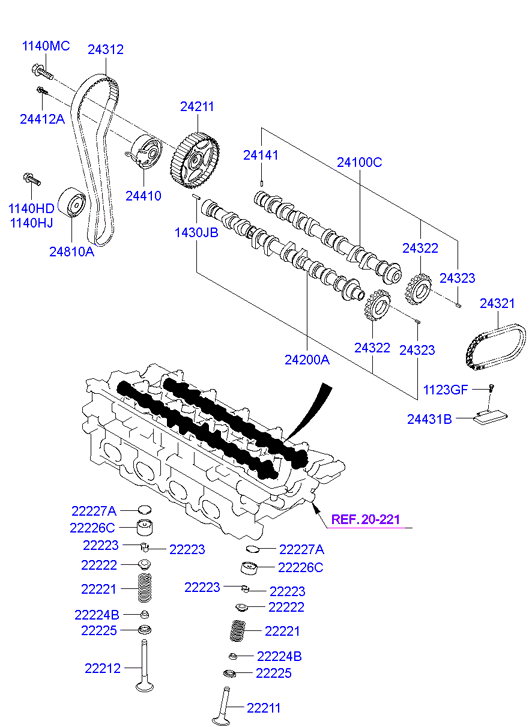 Hyundai 22224-22000 - Tiivistesarja, venttiilivarsi onlydrive.pro