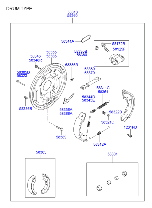 Hyundai 5830529A10 - Brake Shoe Set onlydrive.pro