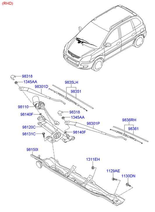 Hyundai 9835017000 - Stikla tīrītāja slotiņa onlydrive.pro