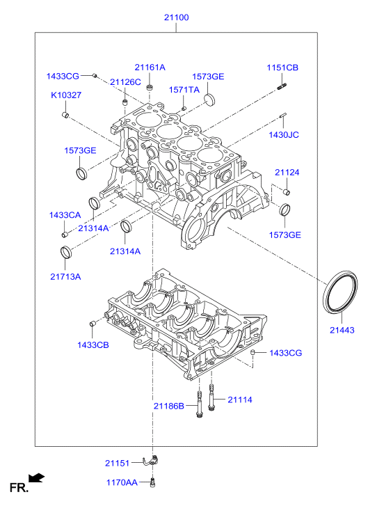 Hyundai 21443-2A000 - Cylinder block: 1 pcs. onlydrive.pro