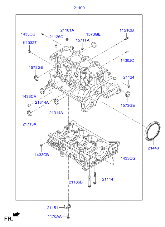 KIA 214432A000 - Cylinder block: 1 pcs. onlydrive.pro