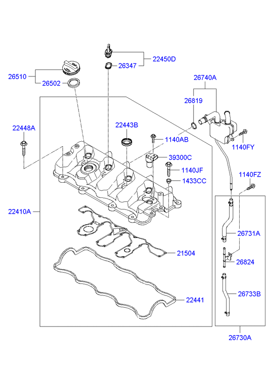 KIA 3930027400 - Rocker cover: 1 pcs. onlydrive.pro