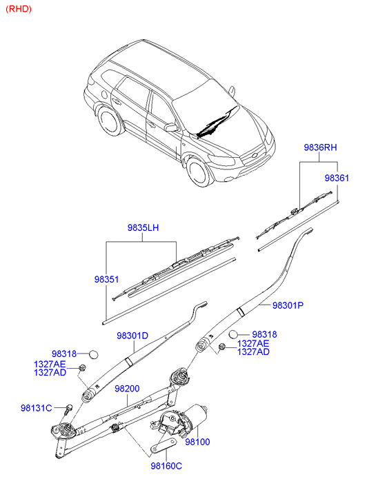 Hyundai 983512B000 - Wiper Blade onlydrive.pro