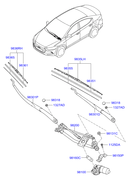 Hyundai 983602S000 - Wiper Blade onlydrive.pro