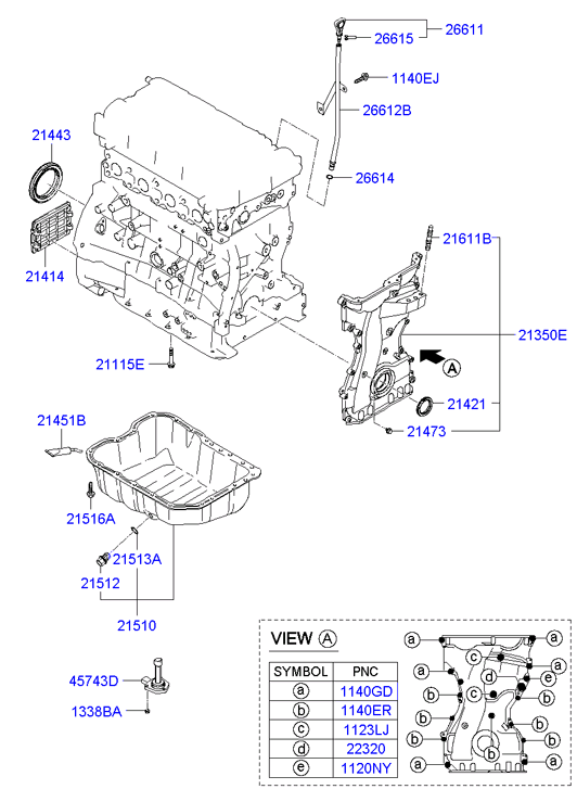 KIA 21443-25000 - Belt cover & oil pan: 1 pcs. onlydrive.pro