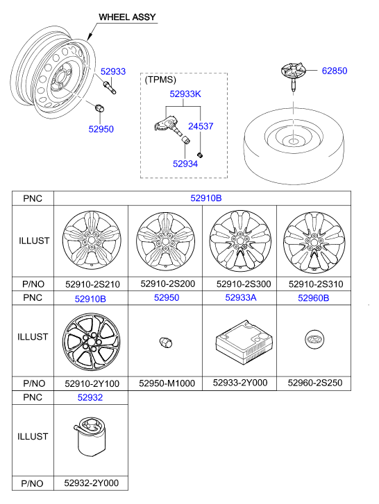 Hyundai 52933-3M000 - Wheel & cap: 4 pcs. onlydrive.pro