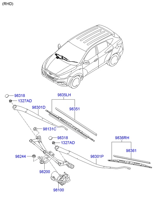 Hyundai 983502Y000 - Wiper Blade onlydrive.pro