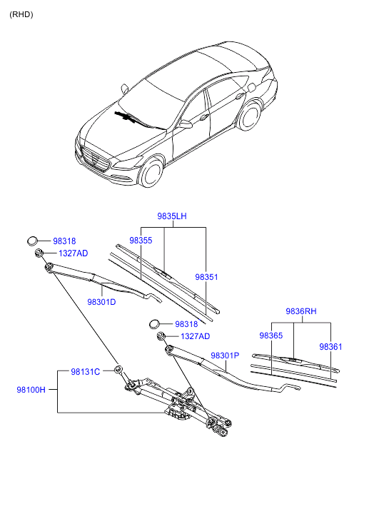 Hyundai 98350B1000 - Klaasipuhastaja kumm onlydrive.pro