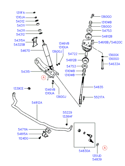 Hyundai 54830-4A002 - Šarnyro stabilizatorius onlydrive.pro