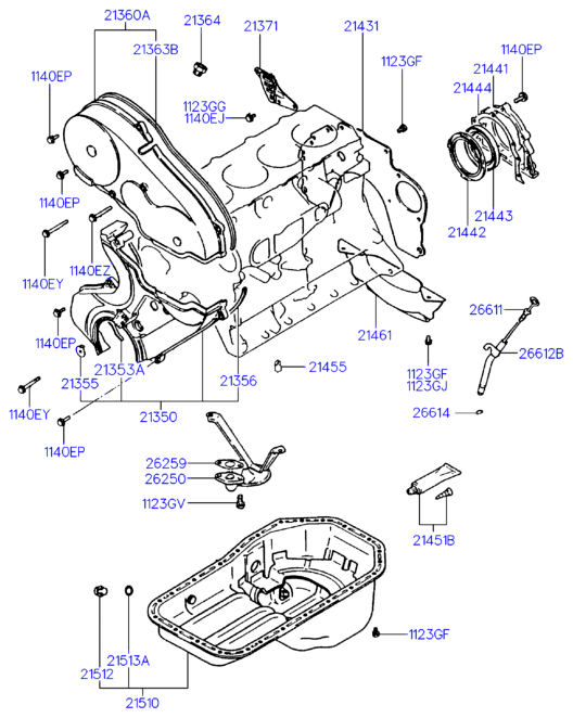 KIA 21512-21000 - Belt cover & oil pan: 1 pcs. onlydrive.pro