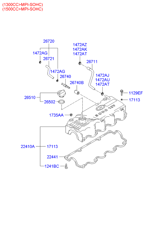 Hyundai 22441-22613 - Gasket, cylinder head cover onlydrive.pro