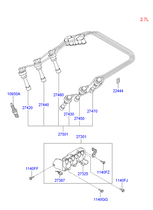 Hyundai 18814-11051 - Spark plug & cable: 4 pcs. onlydrive.pro