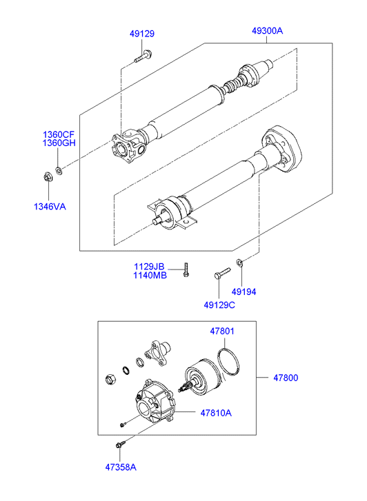 Hyundai 493002E000 - Propshaft centre bearing support onlydrive.pro