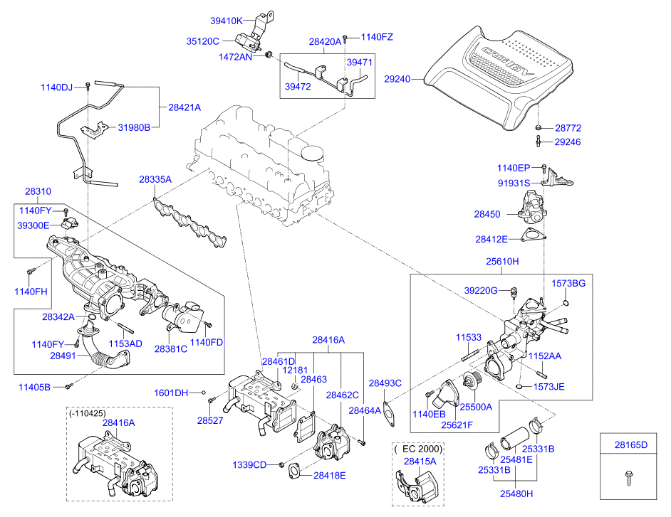 KIA 25610-2F010 - Coolant thermostat / housing onlydrive.pro