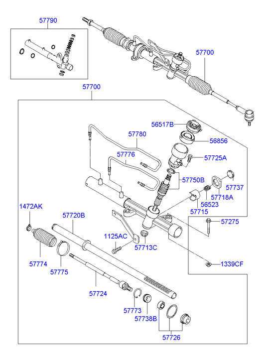 Hyundai 57728-17000 - Steering gearbox: 2 pcs. onlydrive.pro