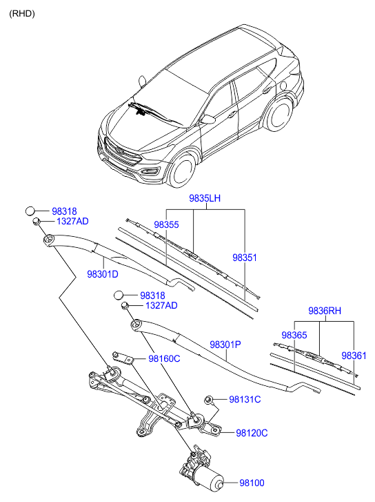 Hyundai 98350-2W100 - Wiper Blade onlydrive.pro