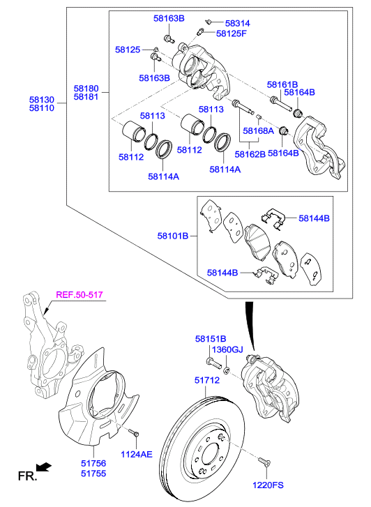 KIA 58130 2W700 - Brake Caliper onlydrive.pro