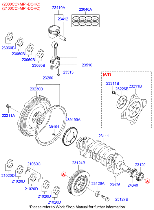 KIA 23040-25200 - Crankshaft & piston: 1 pcs. onlydrive.pro