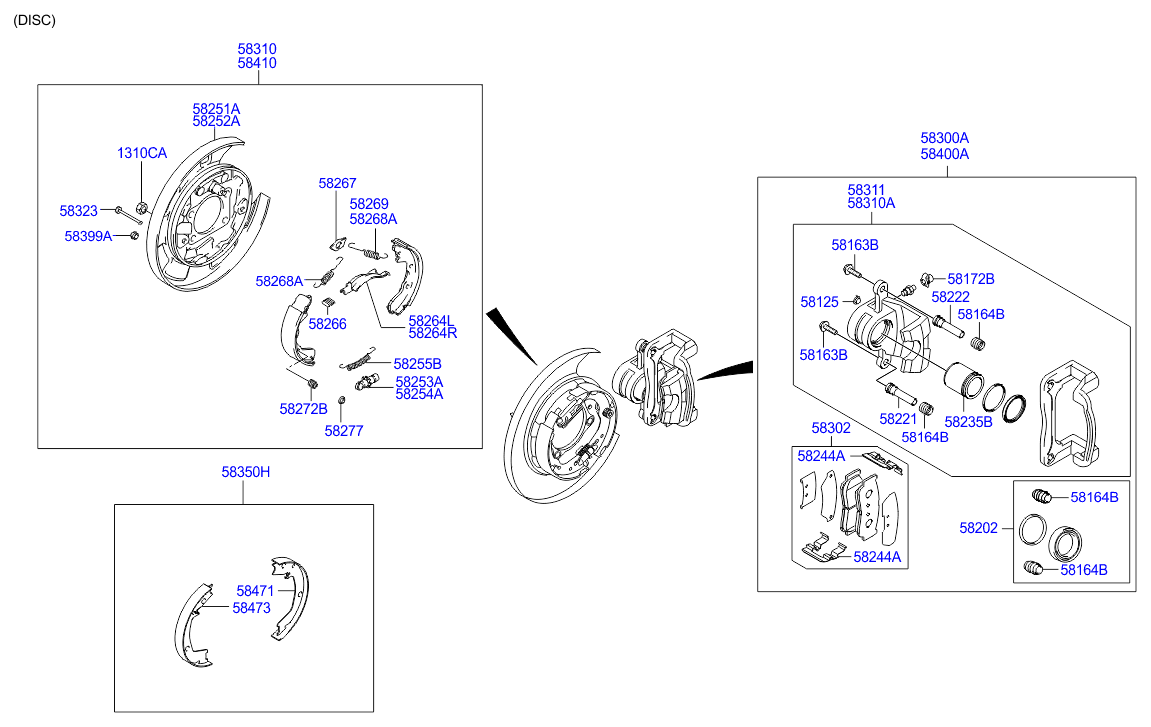 Hyundai 5835026A00 - Piduriklotside komplekt,seisupidur onlydrive.pro