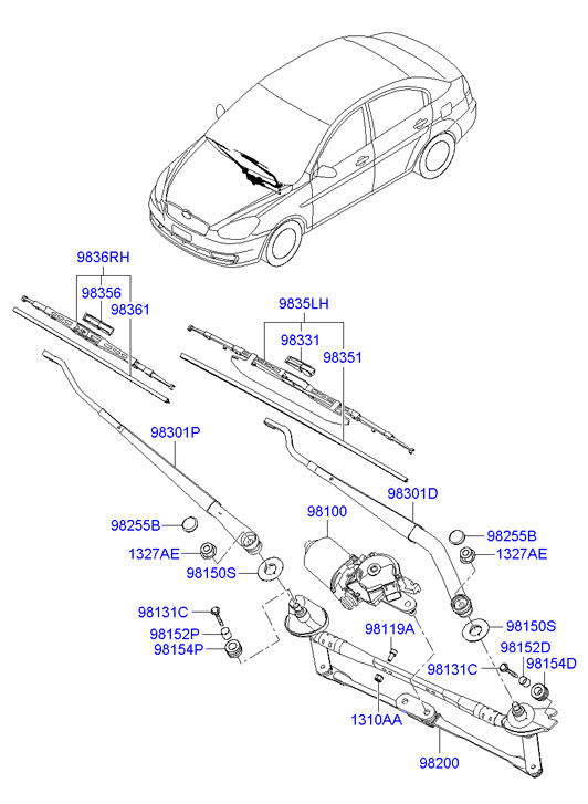 Hyundai 983602F000 - Windshield wiper: 1 pcs. onlydrive.pro