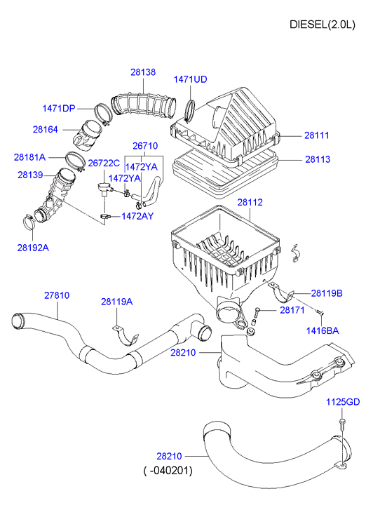 KIA 28164 27000 - Air cleaner: 1 pcs. onlydrive.pro