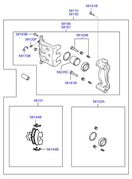 Hyundai 581103A200 - Brake Caliper onlydrive.pro