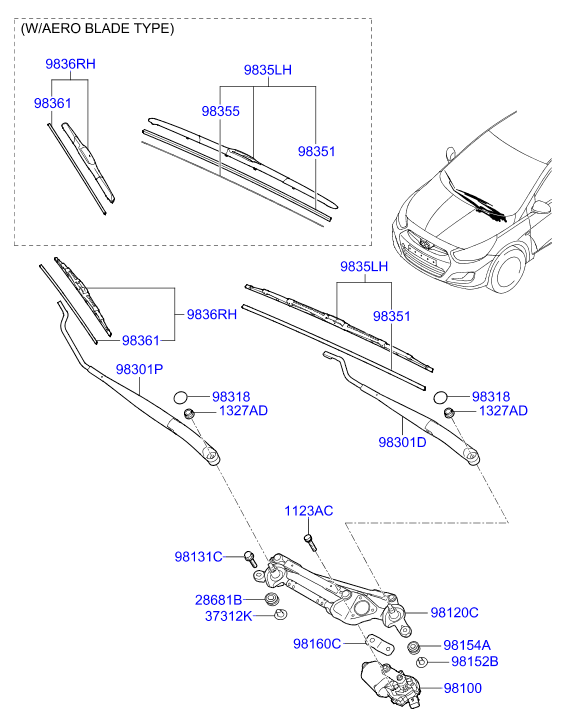 KIA 983601R100 - Windshield wiper: 1 pcs. onlydrive.pro