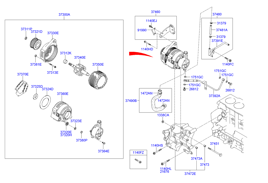 KIA 37322-27-012 - Pulley, alternator, freewheel clutch onlydrive.pro