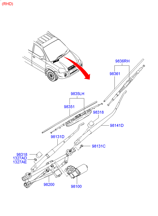 Hyundai 983502E010 - Klaasipuhastaja kumm onlydrive.pro