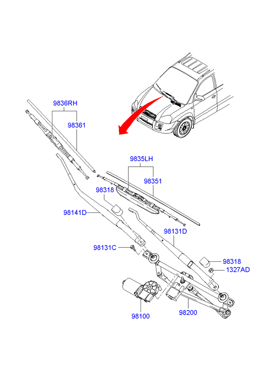 KIA 98360-2E000 - Windshield wiper: 1 pcs. onlydrive.pro